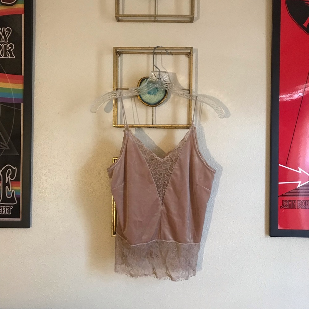 Blush Pink Lace and Velvet Cami